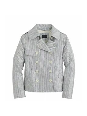 J. Crew Collection Breton Striped Coated Linen Trench Cropped Jacket